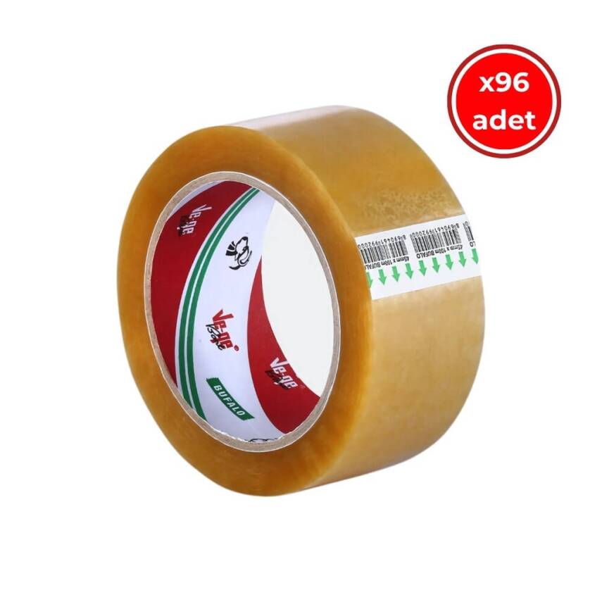 Ve-Ge Bufalo Koli Bandı, 96 Adet, 45 mm x 40m, Şeffaf, Su Bazlı Tutkal - 1
