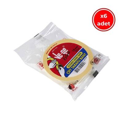 Ve-Ge Çift Taraflı Bant, 6 Adet, 18 mm x 25 m, İz Bırakmaz - Ve-Ge