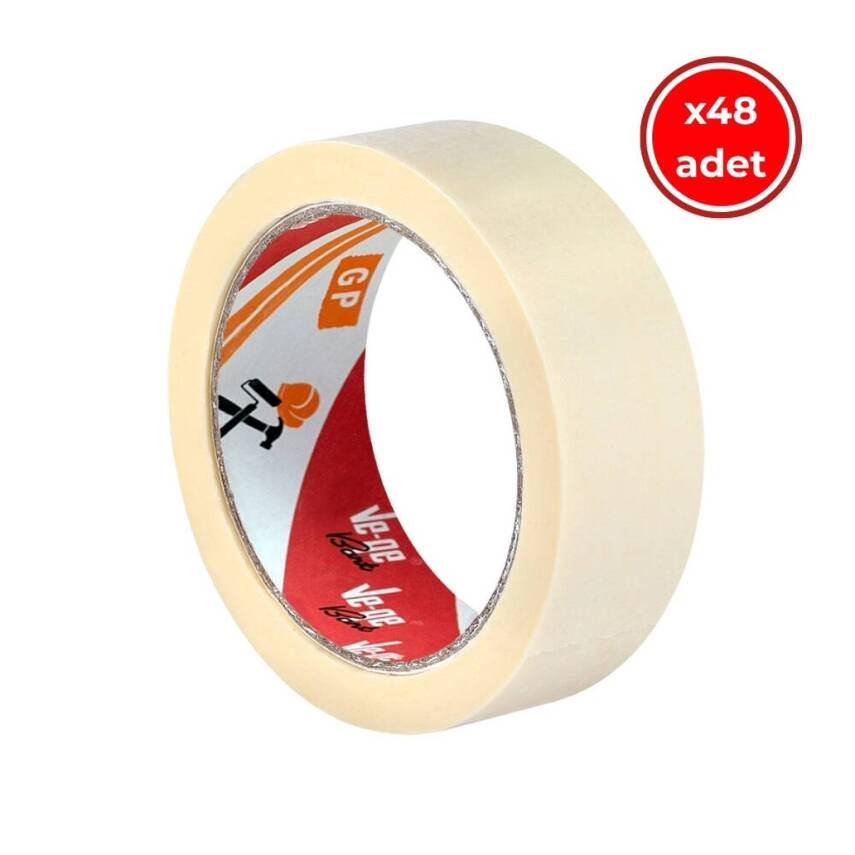 Ve-Ge GP Maskeleme Bandı, 48 Adet, 36 mm x 30 m, Bej, Krepe Kâğıt - 1