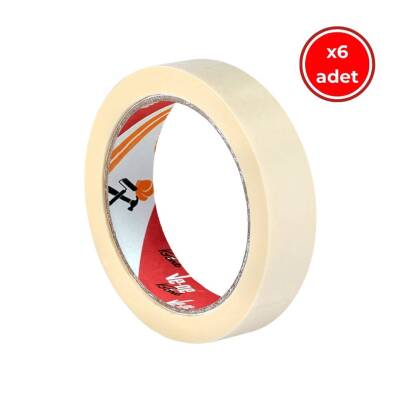 Ve-Ge GP Maskeleme Bandı, 6 Adet, 18 mm x 30 m, Bej, Krepe Kâğıt - Ve-Ge