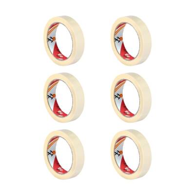 Ve-Ge GP Maskeleme Bandı, 6 Adet, 18 mm x 30 m, Bej, Krepe Kâğıt - 2