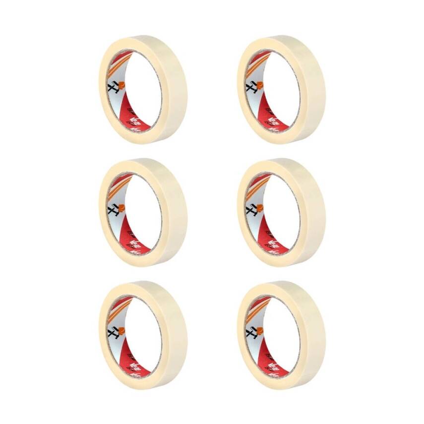 Ve-Ge GP Maskeleme Bandı, 6 Adet, 24 mm x 30 m, Bej, Krepe Kâğıt - 2