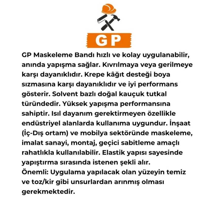 Ve-Ge GP Maskeleme Bandı, 96 Adet, 18 mm x 30 m, Bej, Krepe Kâğıt - 5