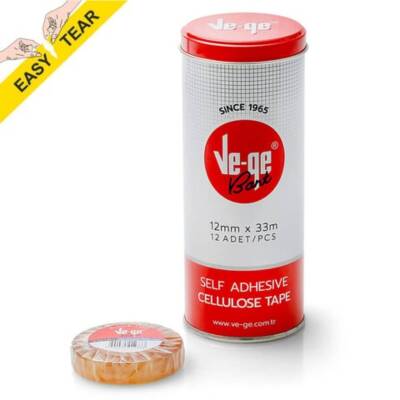 Ve-Ge Selefon ETS Bant, 12 mm x 33 m, Metal Kutu, Şeffaf, Kolay Kopar - 4