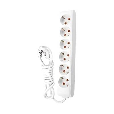 Viko Altılı Çoklu Priz, Topraklı, Uzatma Kablosu, 6lı, 1m, Beyaz - 1