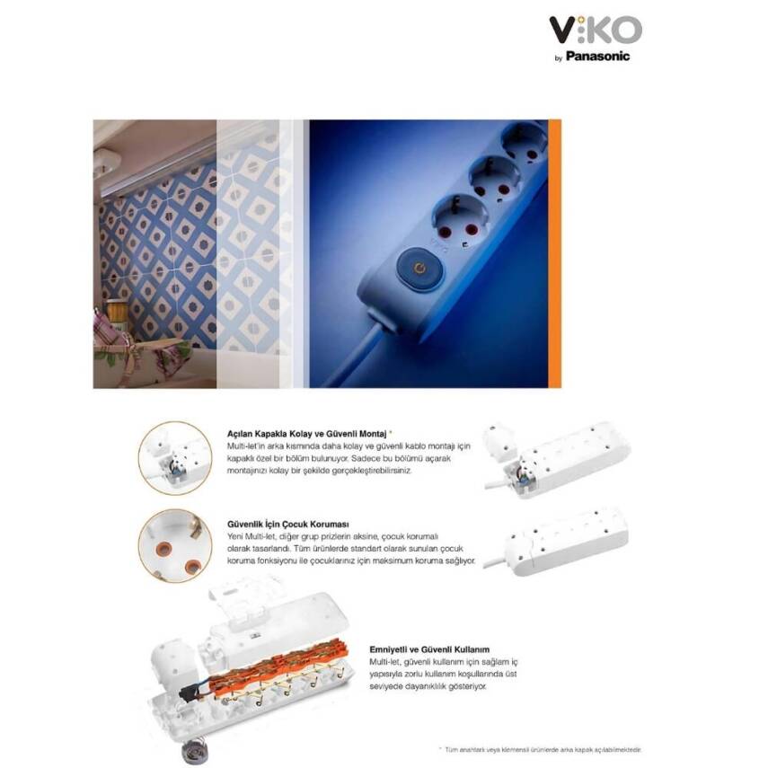Viko Beşli Çoklu Priz, Anahtarlı, Çocuk Korumalı, Kablosuz, Beyaz - 5