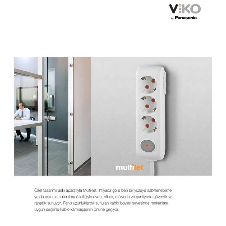Viko Beşli Çoklu Priz, Topraklı, Çocuk Korumalı, Kablosuz, 5li, Beyaz - 6