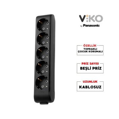 Viko Beşli Çoklu Priz, Topraklı, Çocuk Korumalı, Kablosuz, Siyah - 2