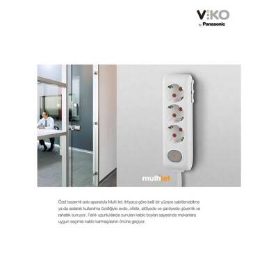 Viko Dörtlü Çoklu Priz, Topraklı, Uzatma Kablosu, 4lü, 2m, Beyaz - 7
