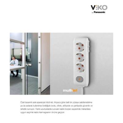 Viko İkili Çoklu Priz, Topraklı, Çocuk Korumalı, Kablosuz, 2li, Beyaz - 6