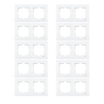 Viko Karre Priz Çerçeve, 10 Adet, İkili, Yatay, Dayanıklı, Şık, Beyaz - 2