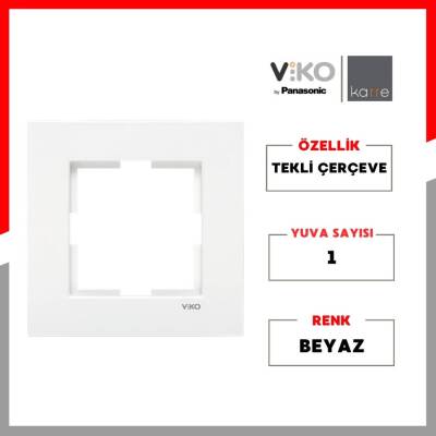 Viko Karre Priz Çerçeve, Tekli, Yatay, Şık ve Dayanıklı Tasarım, Beyaz - 2