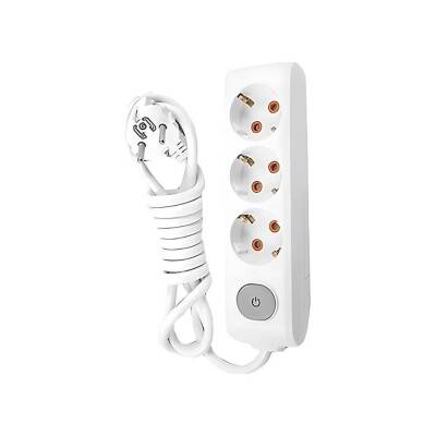 Viko Üçlü Çoklu Priz, Anahtarlı, Uzatma Kablosu, 3lü, 2m, Beyaz - Viko