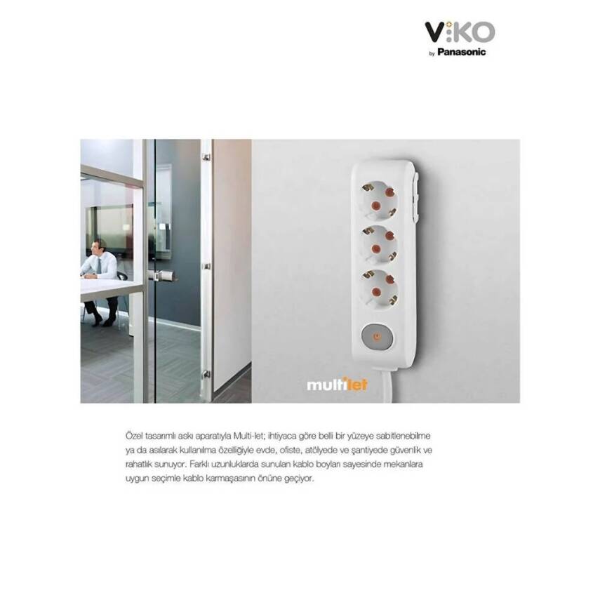 Viko Üçlü Çoklu Priz, Topraklı, Uzatma Kablosu, 3lü, 2m, Siyah - 7