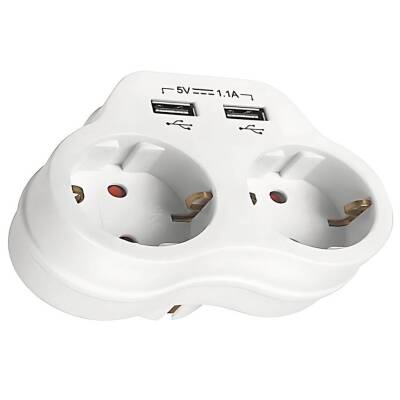 Viko Yonca Priz, İkili Topraklı, 2A USB Çıkışlı, 2li, Beyaz - 1
