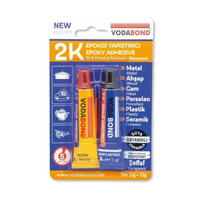 Vodabond 2K Rapide Epoxy Yapıştırıcı 30 gr, Metal, Ahşap, Cam - Vodabond
