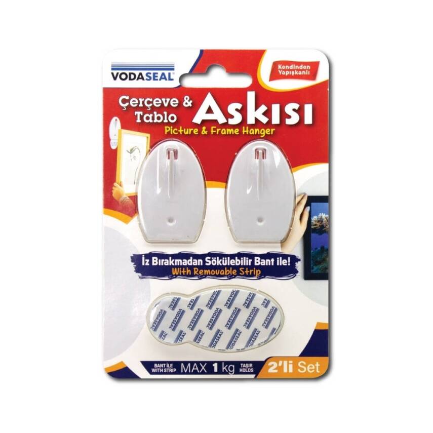 Vodaseal Çerçeve Tablo Askısı 2'li Set İz Bırakmaz, Dayanıklı Yapışkan - 1