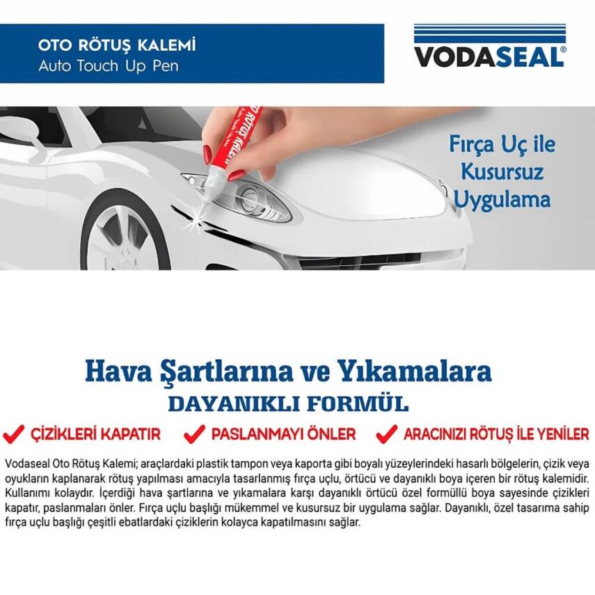 Vodaseal Oto Rötuş Kalemi, Siyah, 5 ml, Dayanıklı Çizik Kapayıcı - 2