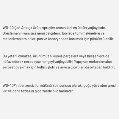 WD-40 Çok Amaçlı Yağlayıcı Sprey, 400 ml, Pas Sökücü, Gıcırtı Giderici - 2