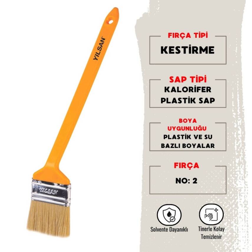 Yılsan Kestirme Boya Fırçası, Kalorifer, NO: 2, Kaliteli ve Dayanıklı - 1