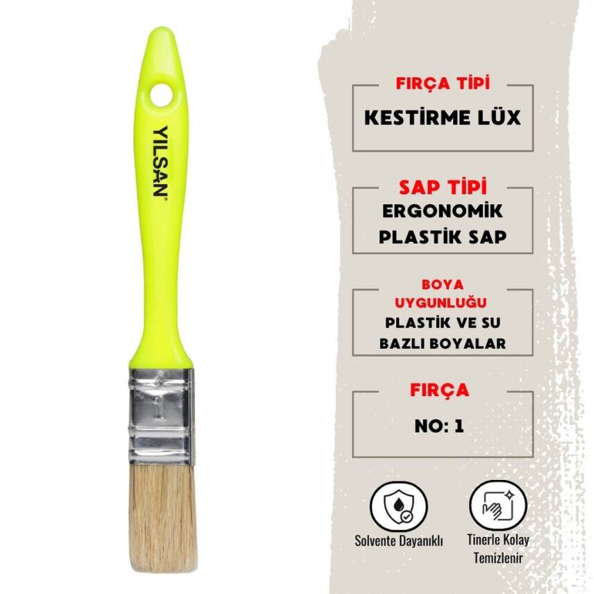 Yılsan Kestirme Boya Fırçası, Lüx, NO: 1, Yüksek Kaliteli ve Dayanıklı - 1