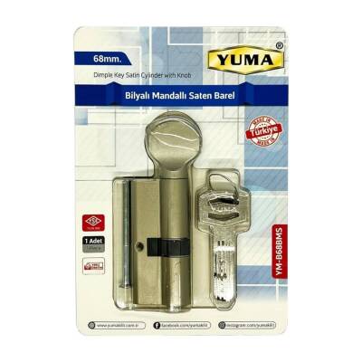 YUMA Kilit Göbeği, Mandallı Bilyalı Çelik Kapı Kilidi, 68 mm, Nikel - YUMA